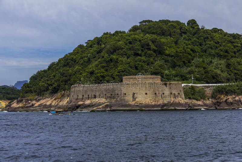Oude Vesting Fortaleza DE Santa Cruz, Rio de Janeiro, Brazilië stock fotografie Oude Vesting Fortaleza DE Santa Cruz, Rio de Janeiro, Brazilië stock fotografie