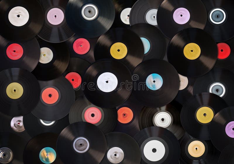 Old vinyl records collection, retro background. Old vinyl records collection, retro background