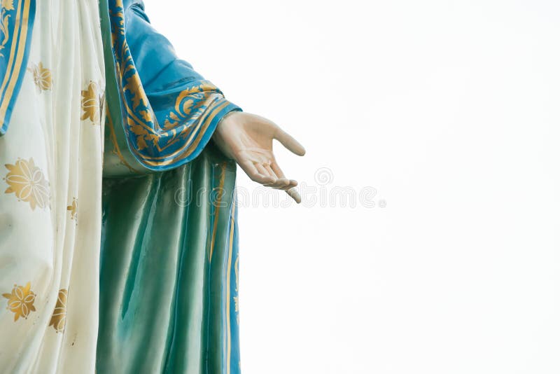 Virgin Mary With Blue Veil Praying On White Background Stock Photo, Picture  and Royalty Free Image. Image 46909036.