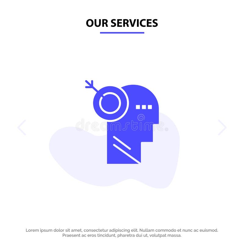 Our Services Arrow, Focus, Precision, Target Solid Glyph Icon Web card Template stock illustration