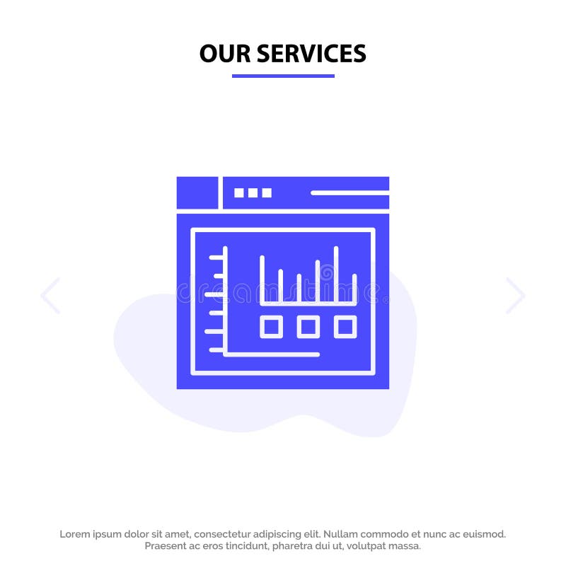 Our Services Browser, Internet, Web, Static Solid Glyph Icon Web card Template stock illustration