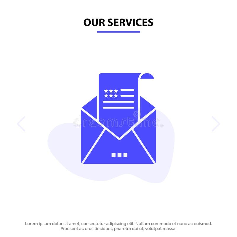 Our Services Email, Envelope, Greeting, Invitation, Mail Solid Glyph