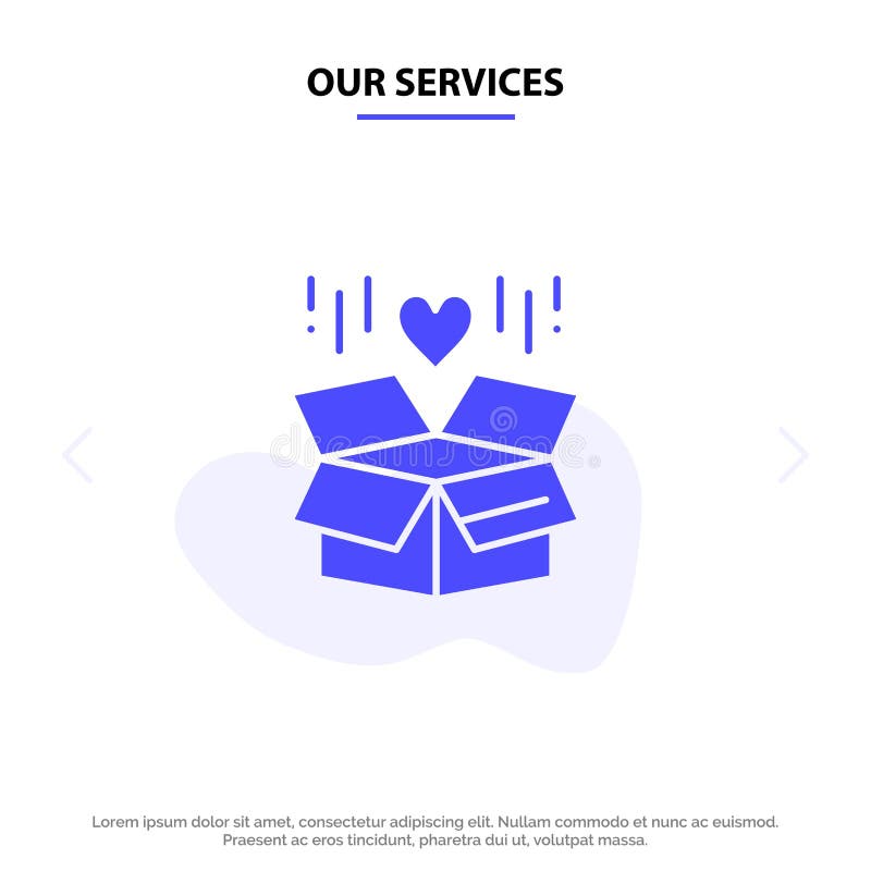 Our Services Gift, Box, Delivery, Surprise Solid Glyph Icon  Card