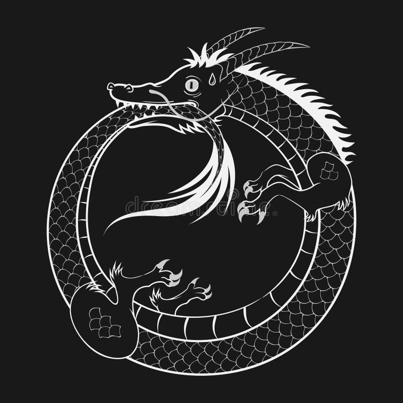 Ouroboros Chinese Dragon. stock illustration. Illustration of