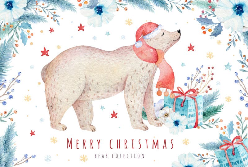 Ours d'aquarelle de Noël La forêt mignonne de Noël d'enfants soutient l'illustration animale, la carte de nouvelle année ou l'aff illustration de vecteur Ours d'aquarelle de Noël La forêt mignonne de Noël d'enfants soutient l'illustration animale, la carte de nouvelle année ou l'aff illustration de vecteur