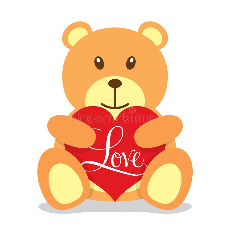 Ours de nounours tenant un grand coeur rouge illustration libre de droits Ours de nounours tenant un grand coeur rouge illustration libre de droits