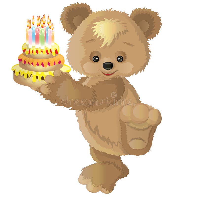 Ours mignon avec le gâteau illustration stock Ours mignon avec le gâteau illustration stock