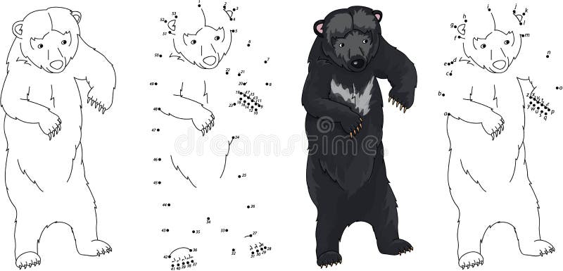 Ours Noir Asiatique De Bande Dessinee Livre De Coloriage Et Point Pour Pointiller Le Jeu Fo Illustration De Vecteur Illustration Du Coloration Instructif