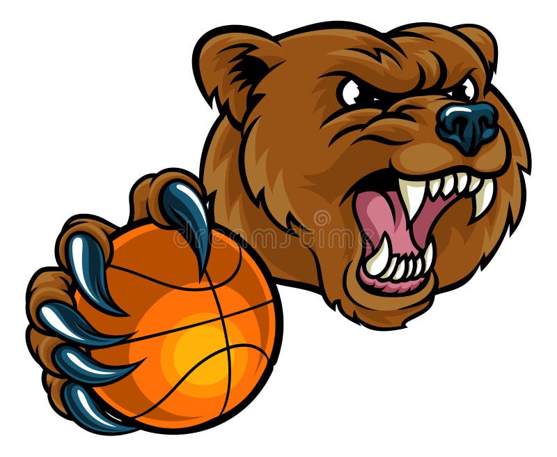 Vecteur De Conception De Logo De Mascotte De Basketball D'ours Avec Le