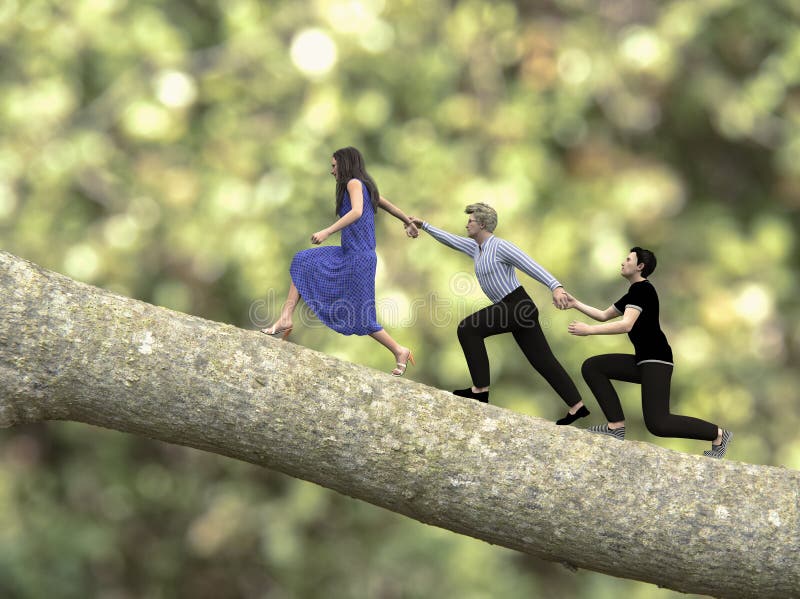 Out on a limb and team work vector illustration Out on a limb and team work vector illustration