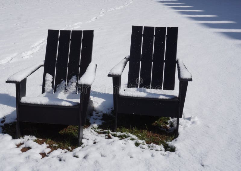 Outdoor Adirondack Chairs in the Snow Stock Photo Image of chair