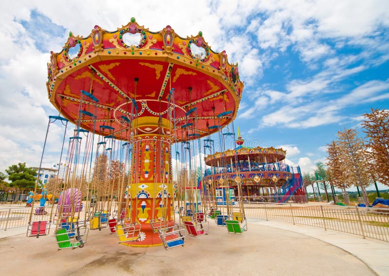 Outdoor amusement park spinner at an LED amusement theme park.