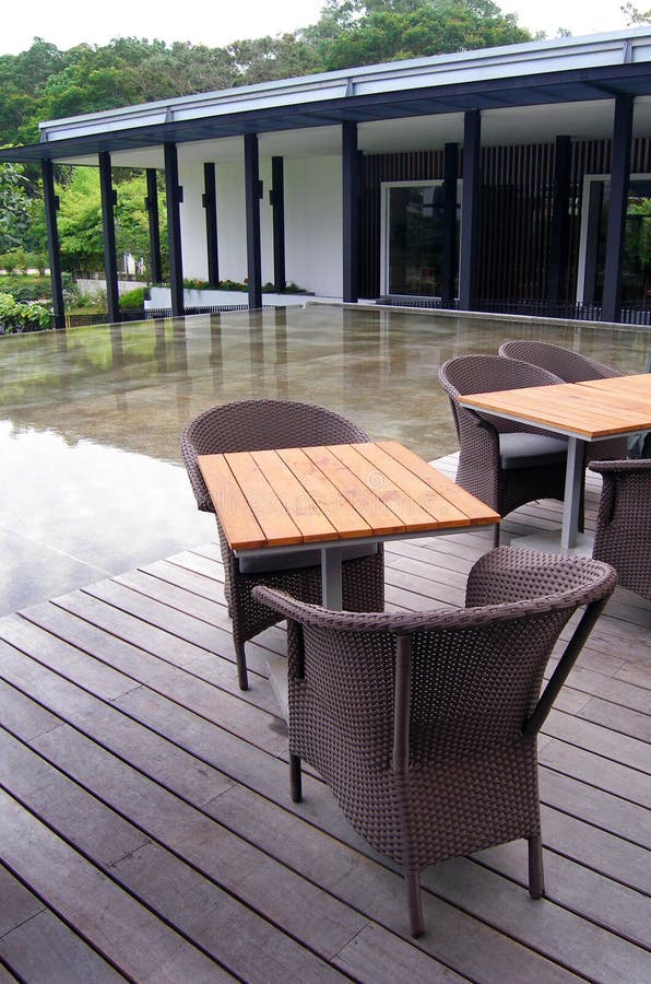 Outdoor Patio Cane Furniture Stock Photo - Image of balcony