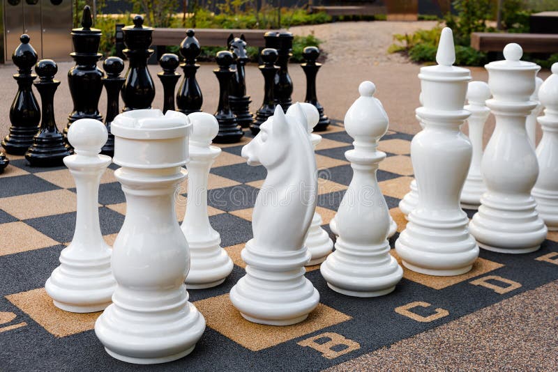 Giant chess set in a hotel play area Stock Photo - Alamy