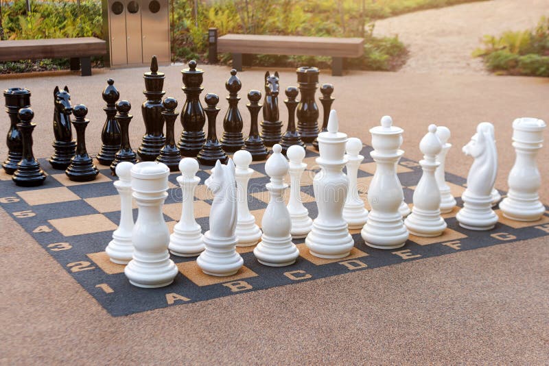 Giant chess set in a hotel play area Stock Photo - Alamy
