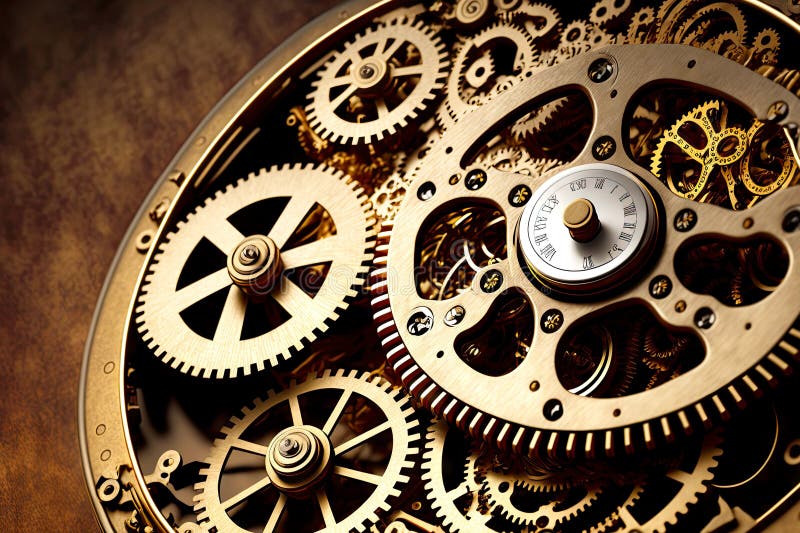 Outdoor Clockwork Mechanical Old Clock with Gears and Wheels Stock