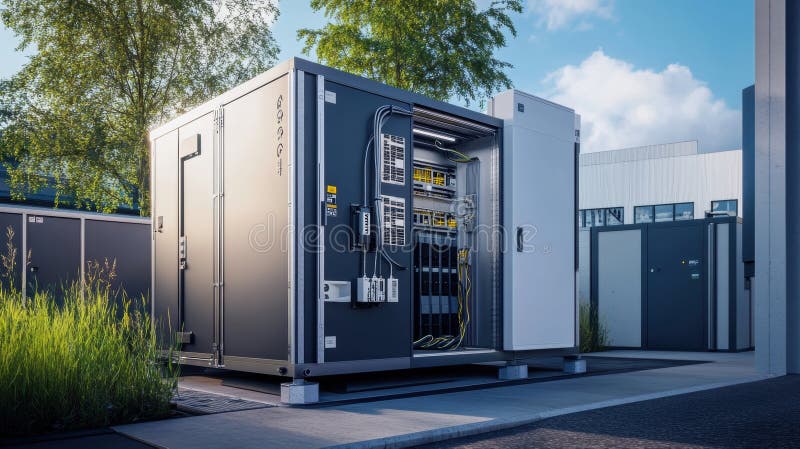 Outdoor Electrical Cabinet Displaying Complex Wiring and Components