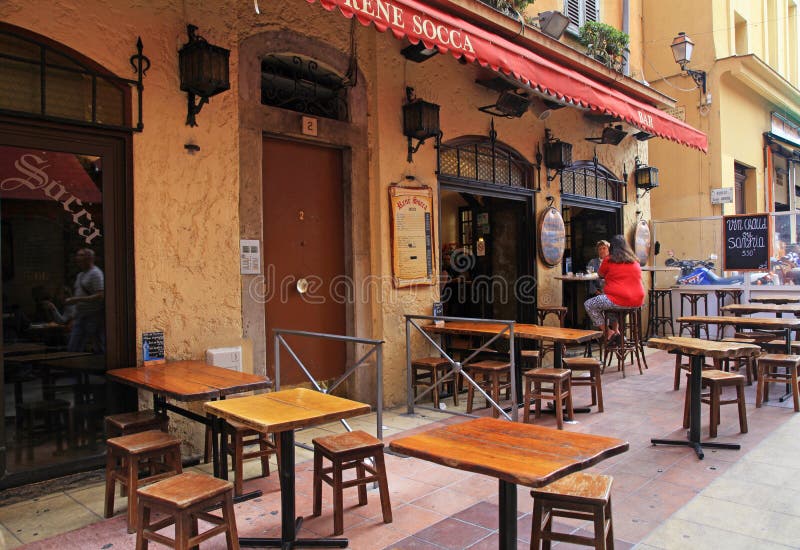 Outdoor French Traditional Outdoor Cafe  Nice France  