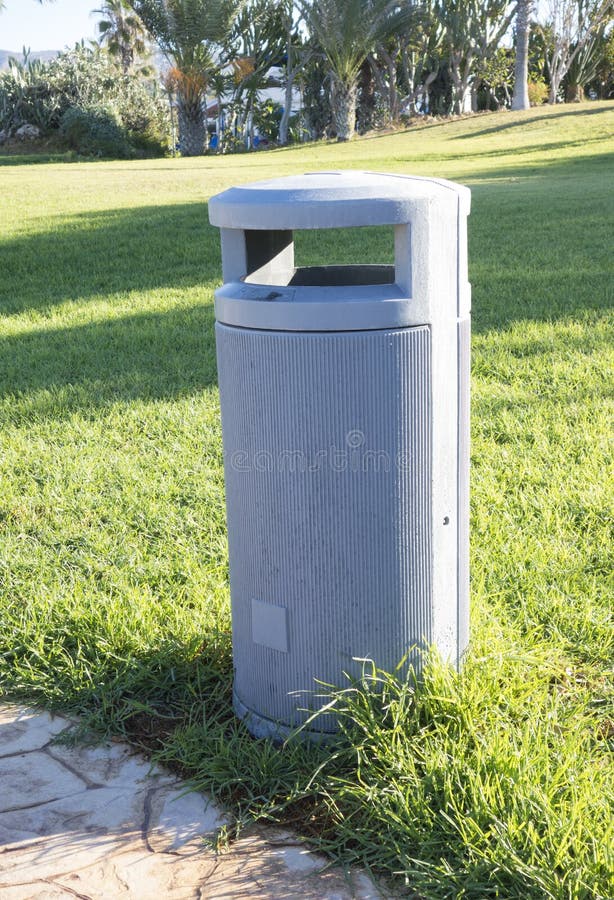 Outdoor Garbage Can stock photo. Image of empty, gray 45878338