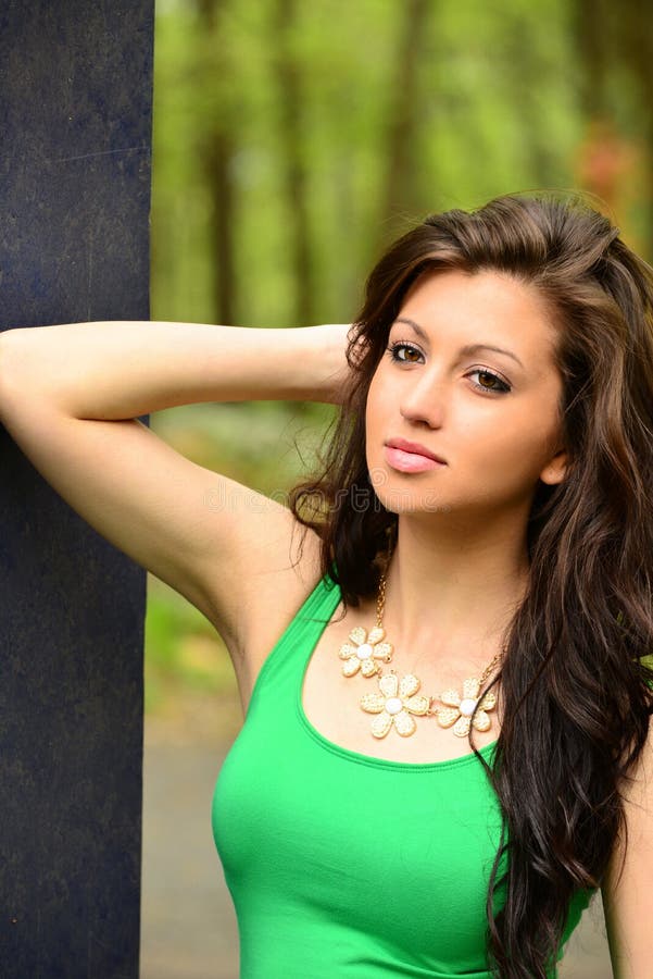 Outdoor Girl Leaning stock image. Image of wall, lean 31476915