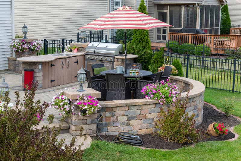 Outdoor living space in a neat landscaped garden royalty free stock photo Outdoor living space in a neat landscaped garden royalty free stock photo