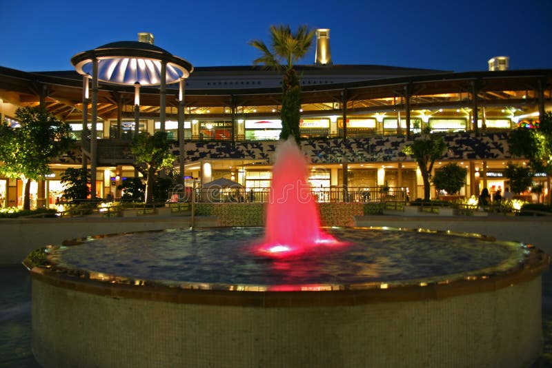 Outdoor mall with a fountain