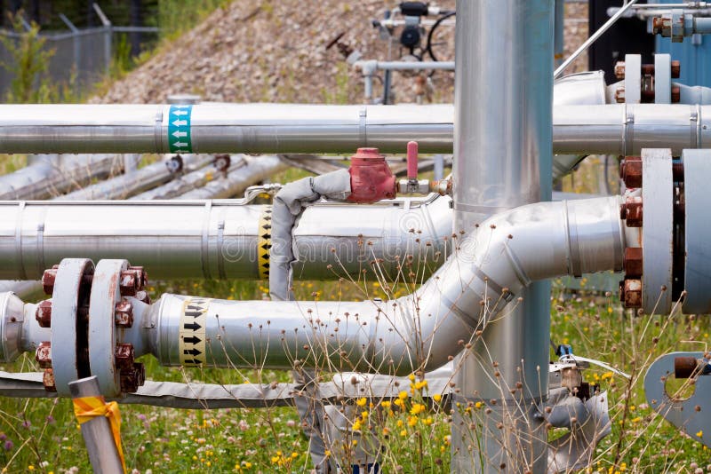 Outdoor Piping System in the Sun Stock Image Image of production