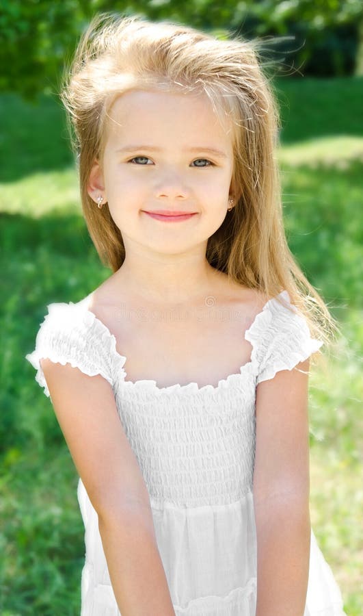 Outdoor Portrait of Adorable Smiling Little Girl Stock Image - Image of ...