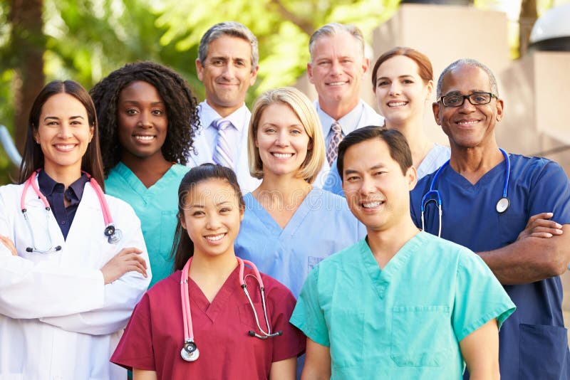 Outdoor Portrait Of Medical Team royalty free stock photos Outdoor Portrait Of Medical Team royalty free stock photos
