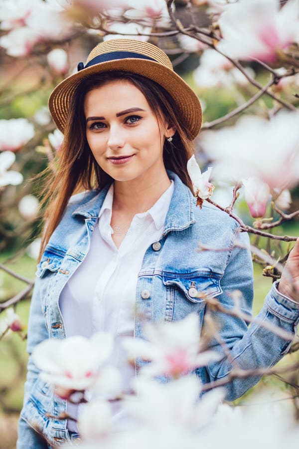 Outdoor Portrait of Young Beautiful Happy Smiling Lady Posing Near ...