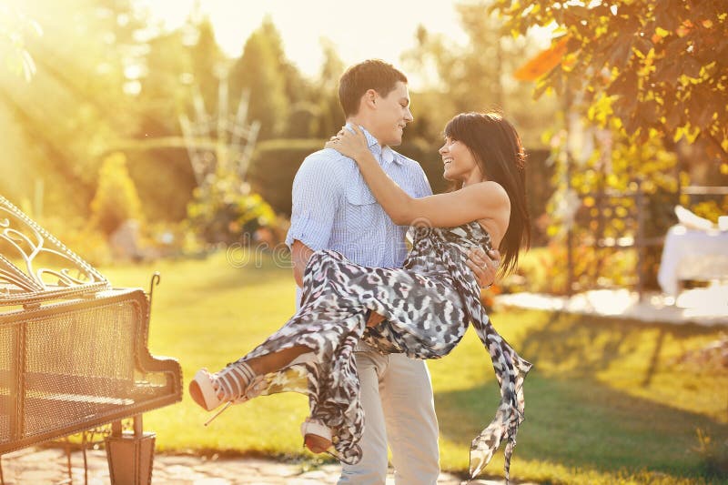 Outdoor Portrait Of Young Sensual Couple In Summer Stock Image Image