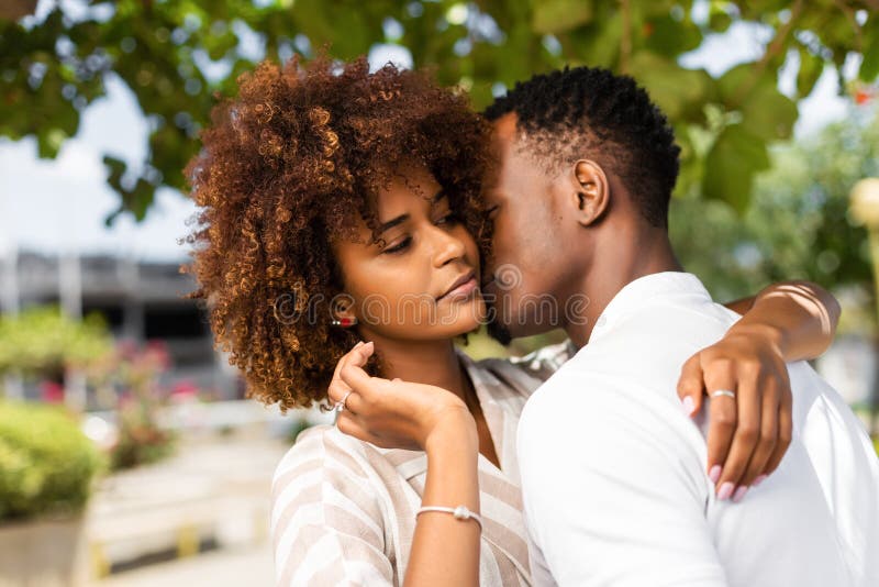 Nude African-American Couple Embracing