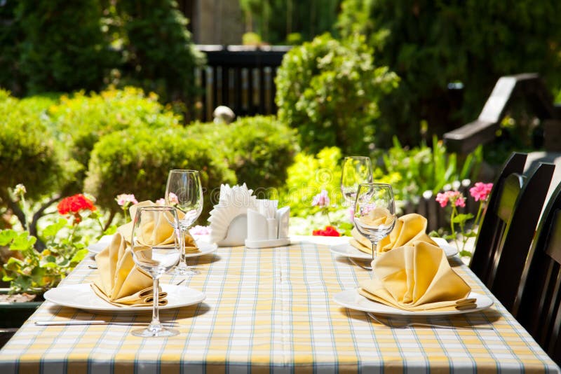 Outdoor restaurant dining table