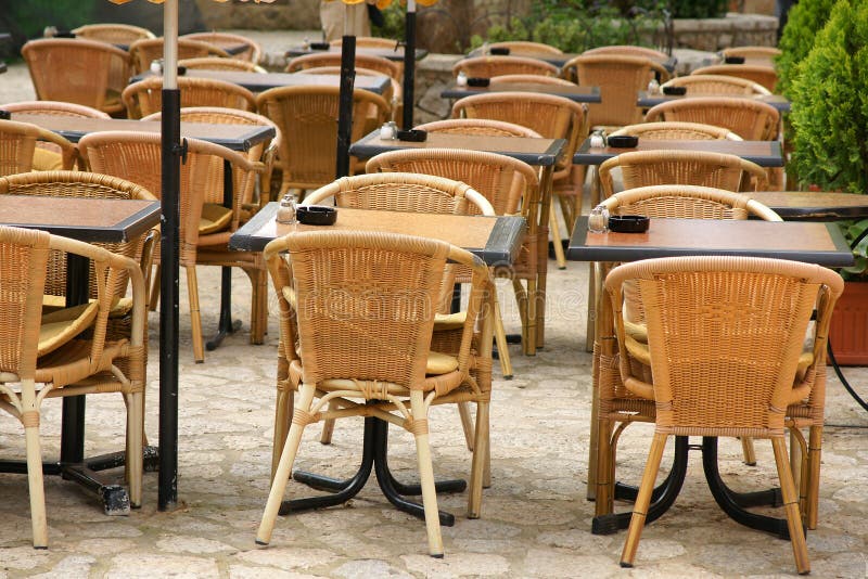 Outdoor restaurant seating stock image. Image of rows - 5610309