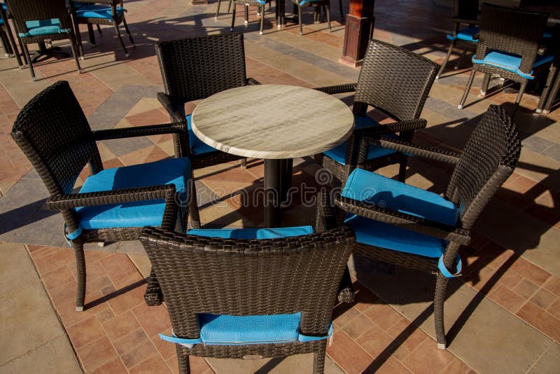 Outdoor Restaurant Tables and Chairs Stock Photo Image of local, cafe
