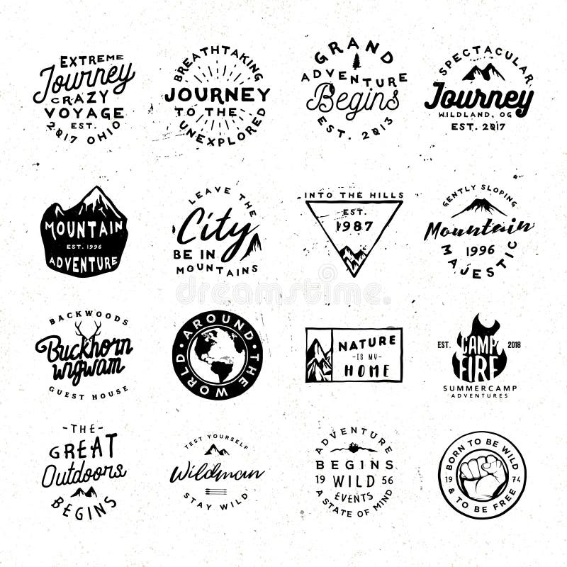 Outdoor Retro Logos Bundle. Vector Adventure Logos Pack with Rough and ...