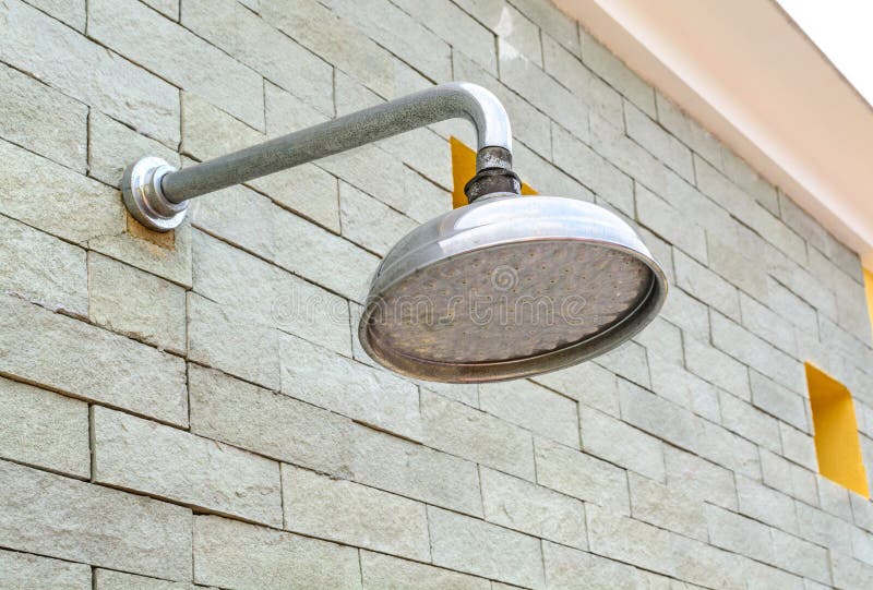 Outdoor shower head stock image. Image of metal, clean 49644577
