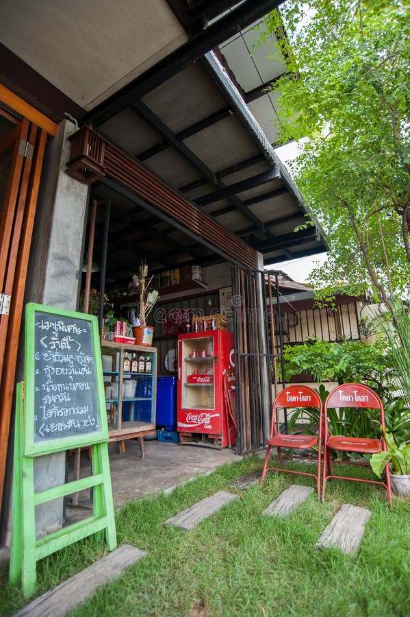 In outdoor Thai restaurant editorial stock photo. Image of dinner
