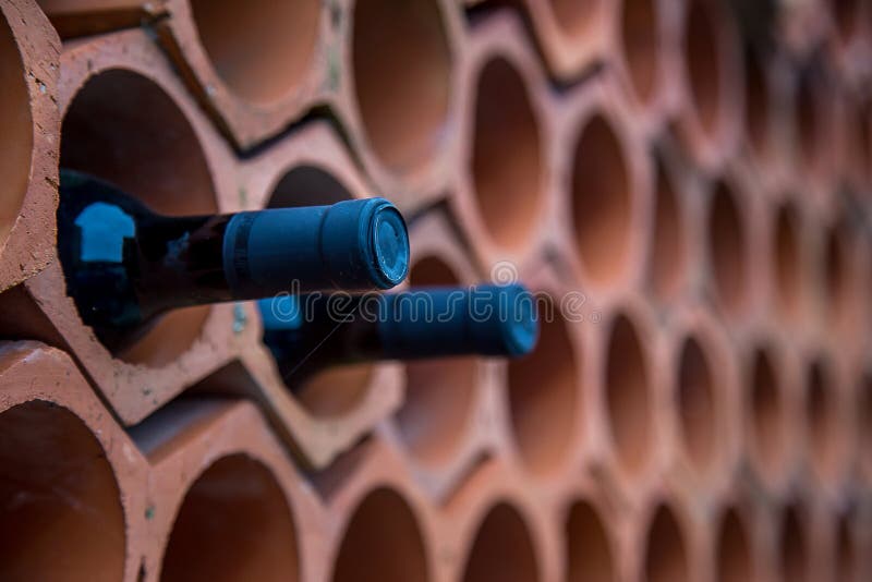 Outdoor Wine Cellar with Two Bottles Stock Photo Image of bottle