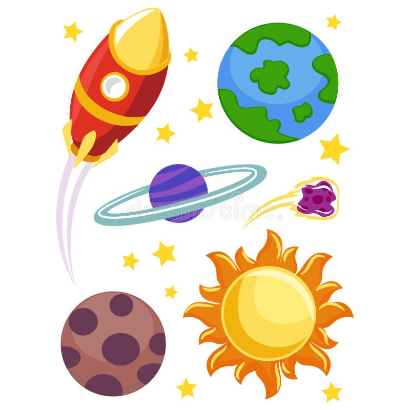 Vector Illustration of Outer Space Elements. Meteor art vectors