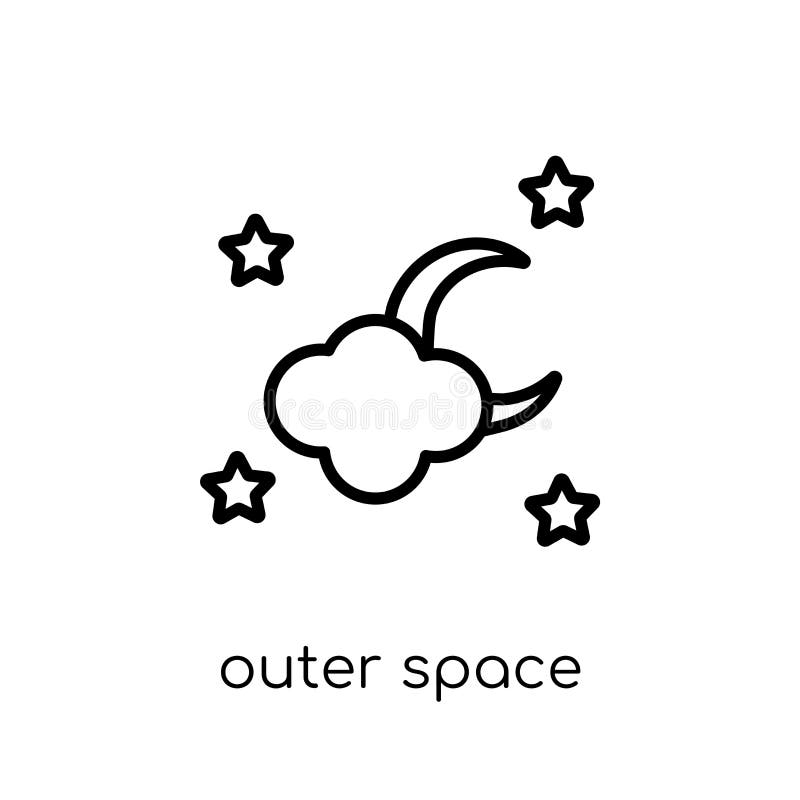 outer space icon. Trendy modern flat linear vector outer space i stock illustration outer space icon. Trendy modern flat linear vector outer space i stock illustration