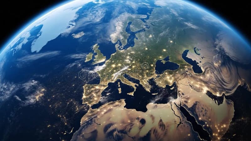 Outer space to planet earth. Generative AI stock video