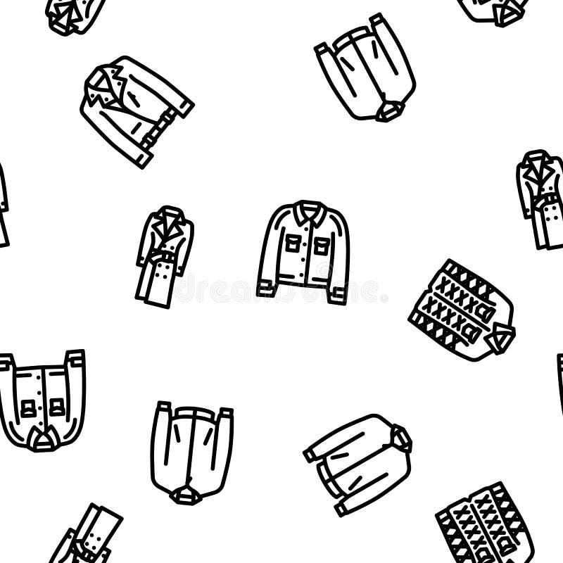 Outerwear Female Clothes Girl Vector Seamless Pattern Stock Vector