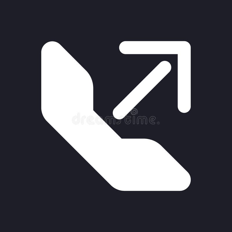 Outgoing call dark mode glyph ui icon. Calling via messenger. User interface design. White silhouette symbol on black space. Solid pictogram for web, mobile. Vector isolated illustration. Outgoing call vectors