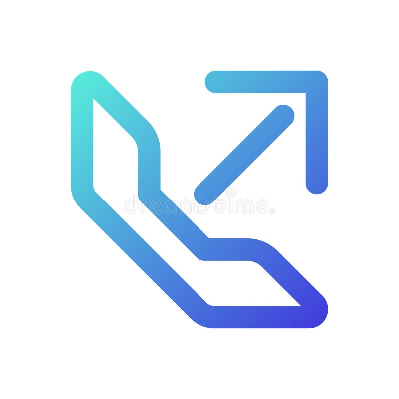 Outgoing call pixel perfect gradient linear ui icon. Calling via messenger. Online communication. Line color user interface symbol. Modern style pictogram. Vector isolated outline illustration. Outgoing call vectors
