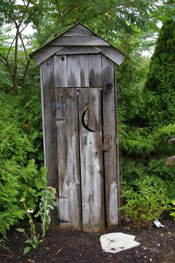 The Outhouse stock image. Image of cottage, flower, moon 