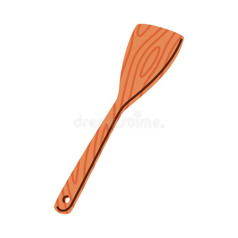 spatule d'ustensiles de cuisine en bois nature dessin animé avec texture de  grain de bois 8322409 Art vectoriel chez Vecteezy