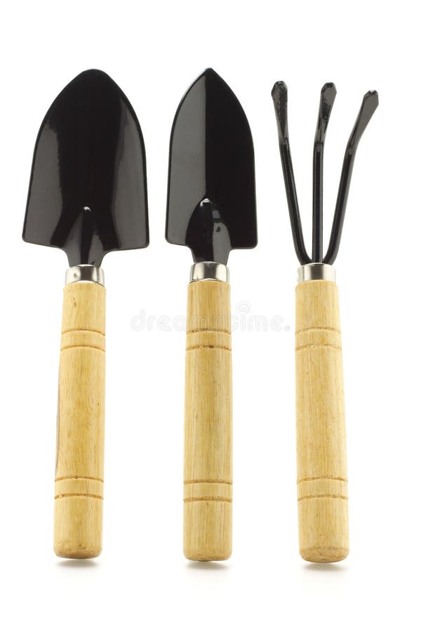 Gardening tools standing on white background. Gardening tools standing on white background