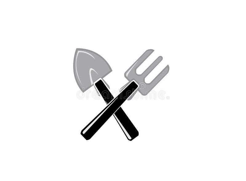 Outils de jardinage une truelle croisée pour la conception de logo illustration stock Outils de jardinage une truelle croisée pour la conception de logo illustration stock