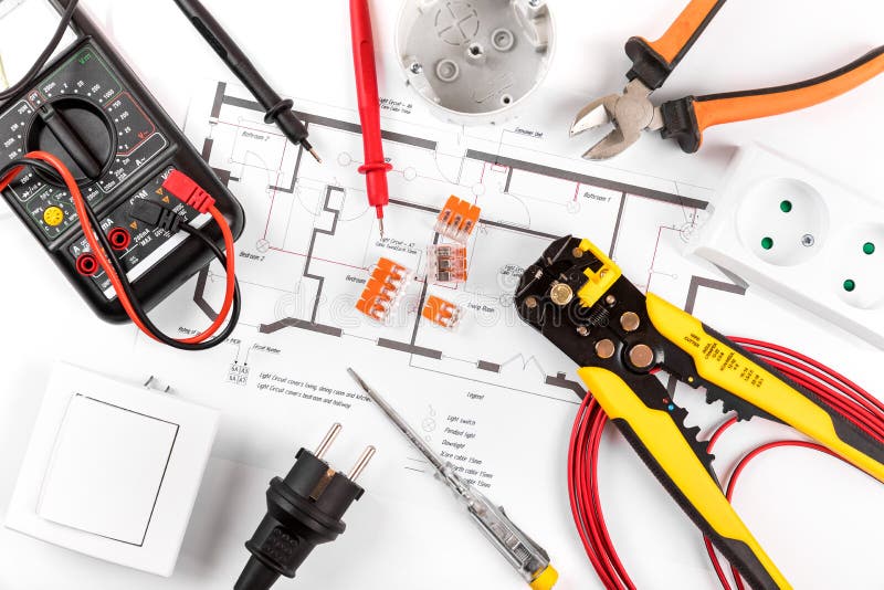 outils et équipement électriques sur le schéma de circuit